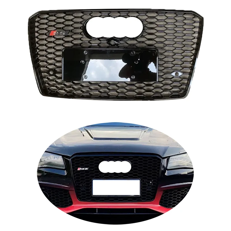 New Upgrade Automotive Parts A8 Refit To RS8 D4PA Honeycomb Mesh Grille for  A8 Grill 2015-2018