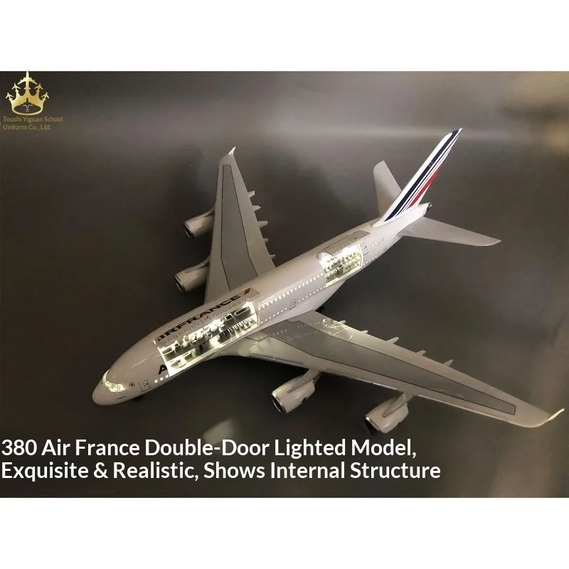 

Модель авиационного самолета 380 French с двойными дверями, 46 см, со светом и колесами, статическая модель-симулятор