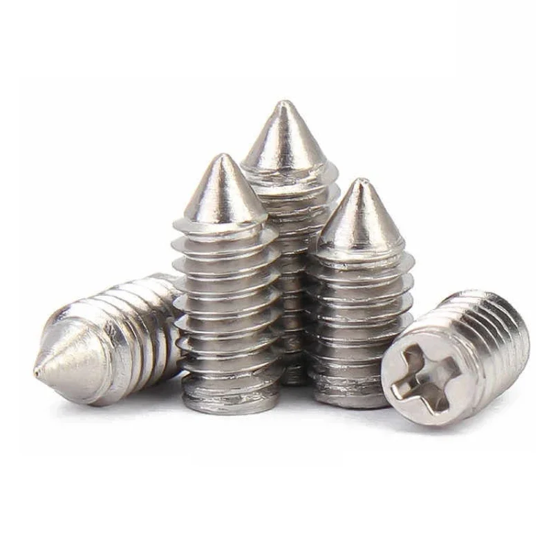 Установочный винт с коническим концом Phillips из нержавеющей стали 304, установочный винт без головки, установочный болт M2 M2,5 M3 M4