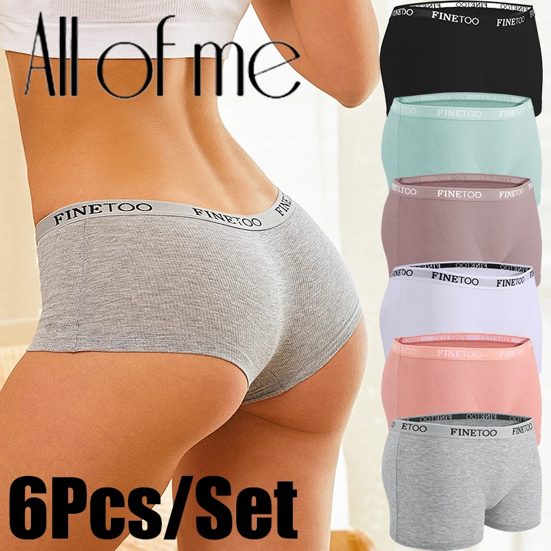 6 Teile/satz Nahtlose Frauen Baumwolle Boxer Unterwäsche FINETOO Shorts Einfarbig Damen Weiche Horts Plus Größe Baumwolle Boxer