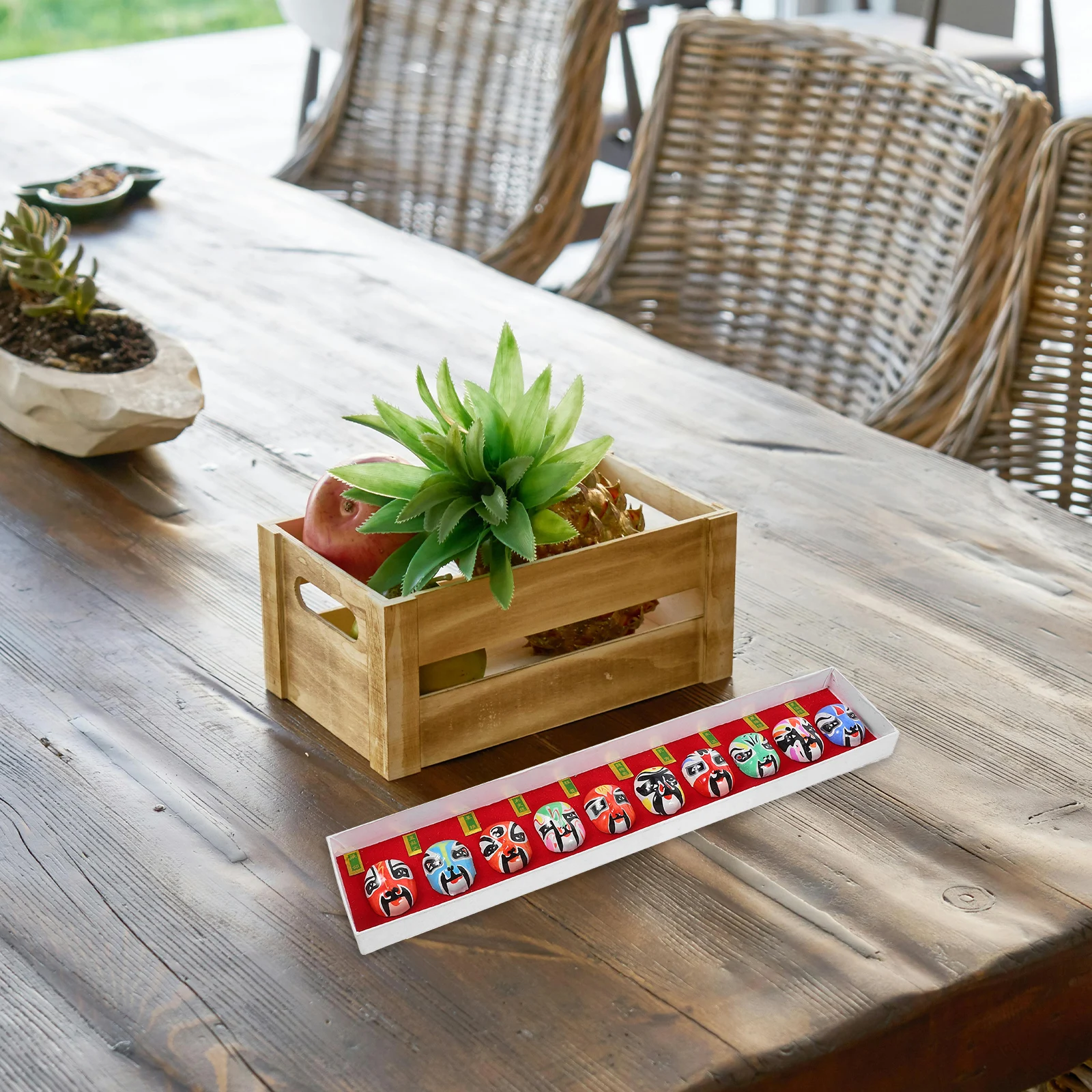 10Pcs Miniature Peking Opera Masks Clay Decor Small Traditional Opera Face Mask Handmade Cultural Artifact for Home Office