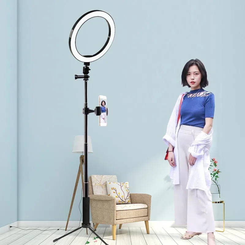 Aro de Luz LED Regulable de 26CM para Estudio, Cámara, Foto, Teléfono, Video, con Trípodes, Palo Selfie y Luz de Relleno de Mesa para VK