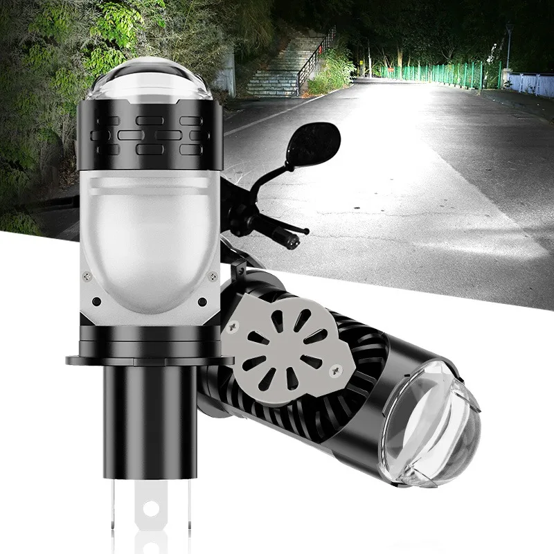 1/2Pcs H4 Moto Headlight LED Lens Mini Bi Led Projecto 20W Headlight Bulbs High Beam Low Beam Motorbike Turbo Lamps 12-60V