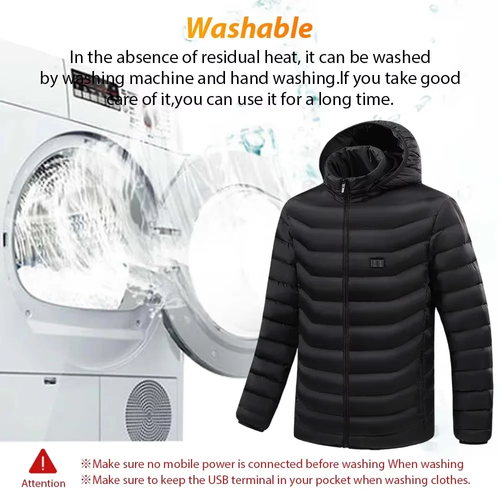 17 منطقة التدفئة سترة الرجال الشتاء الدافئة معطف سميك الذكية المزدوج التحكم USB التدفئة وسادة مبطنة في الهواء الطلق الملابس القطنية الدافئة #5