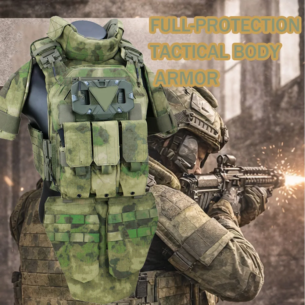 Full-protection Tactical Body Armor Vest  with Flame Retardant Protection Laser-Cut Molle System for Outdoor Training Airsoft CS