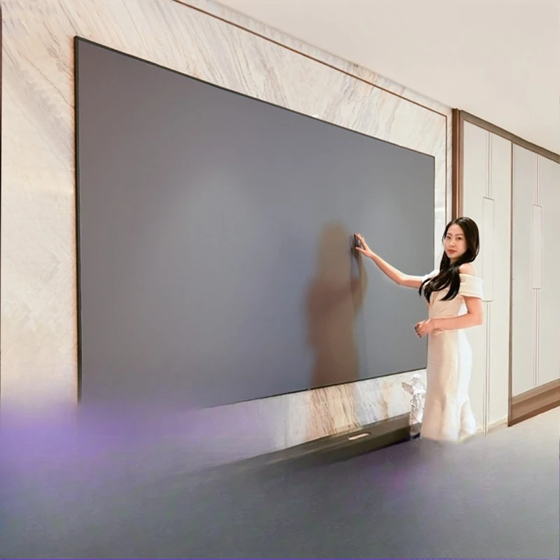 Micro three-color anti-light projection screen household ultra-high definition narrow side wall picture frame screen