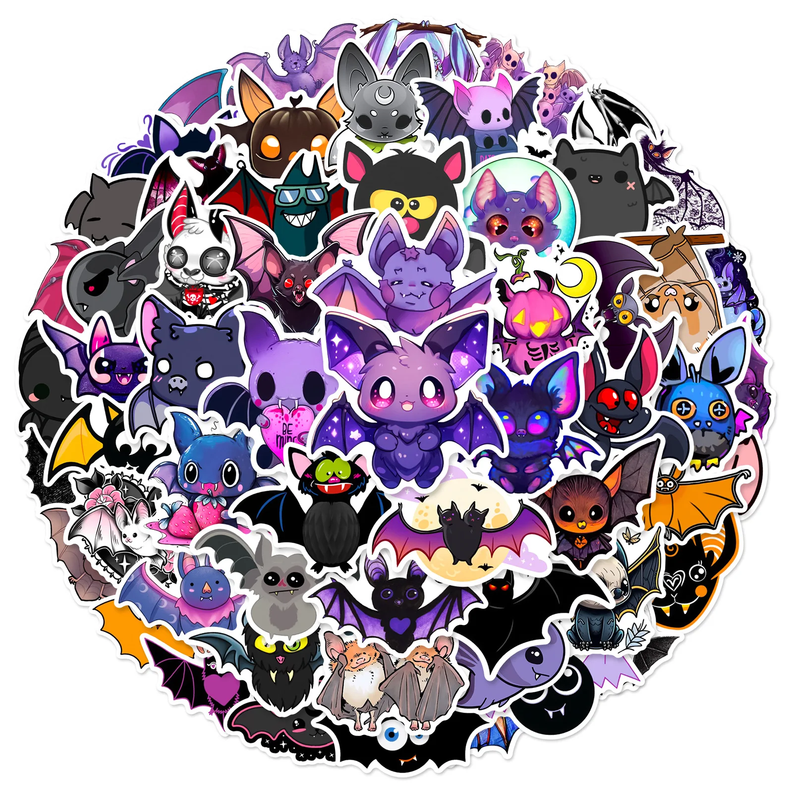 10/30/60pcs Cartoon Cute Bat Graffiti Stickers for DIY Decor Suitcase Skateboard Motorcycle Helmet Phone Laptop Guitar