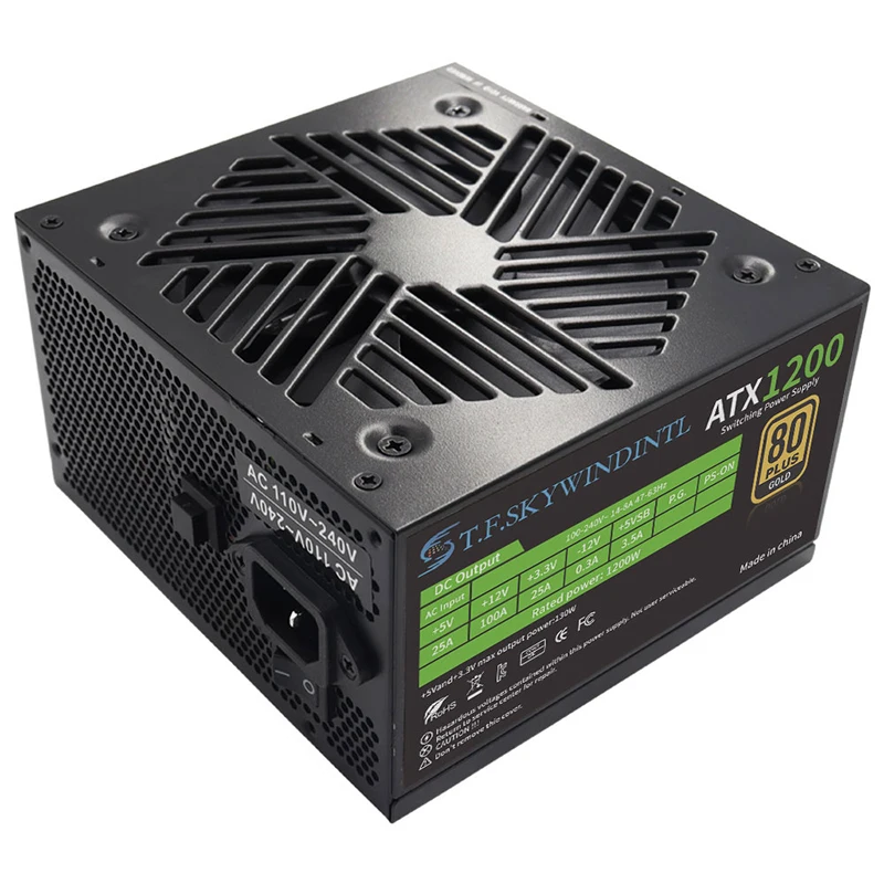 1200W Power Supply 80PLUS Gold ATX PSU Fully Modular Active PFC 100-240V 20+4PIN PCIE 5.1 Suitable for Desktop Computer