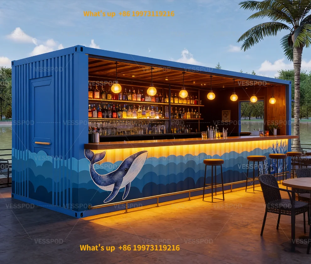 2026 20ft Modern Prefab Container Bar Mobile Coffee Shop Restaurant with Kitchen for Outdoor Beach Resort