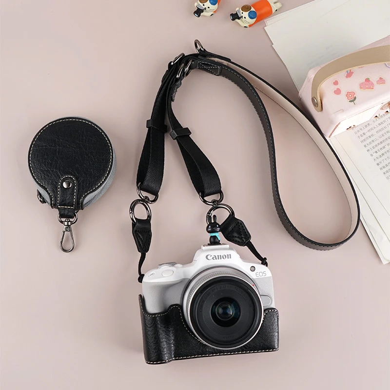 NiYi Kameratasche für Canon EOS R50, Kameratasche, Schutztasche, halbe Hülle mit Schultergurt, Kameratasche unten offen, stretchfest 6
