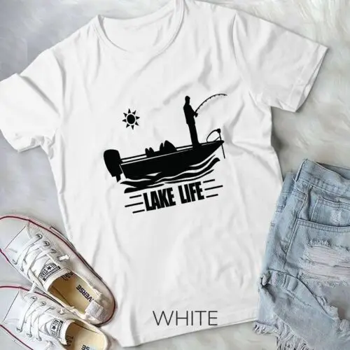 Lake Life Bass Fishing Bass Boat Boating Camping Campfire Premium Unisex T-shirt