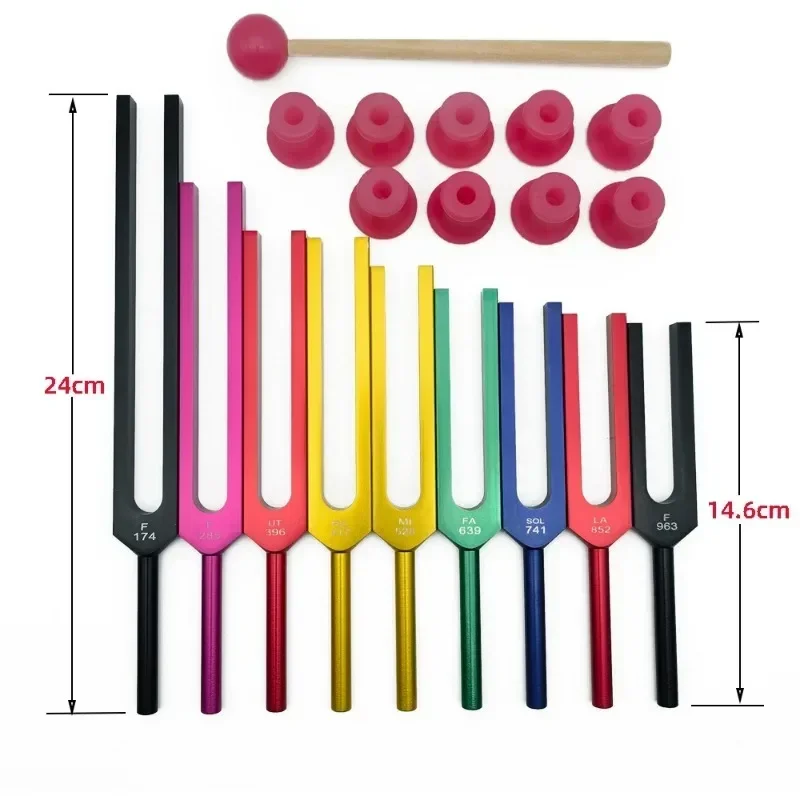 

9pcs Medical Tunning Fork Set Sound Healing Tunning Fork Set Fingerboard Diapasons Cameroon Movement Yoga Meditation Percussion