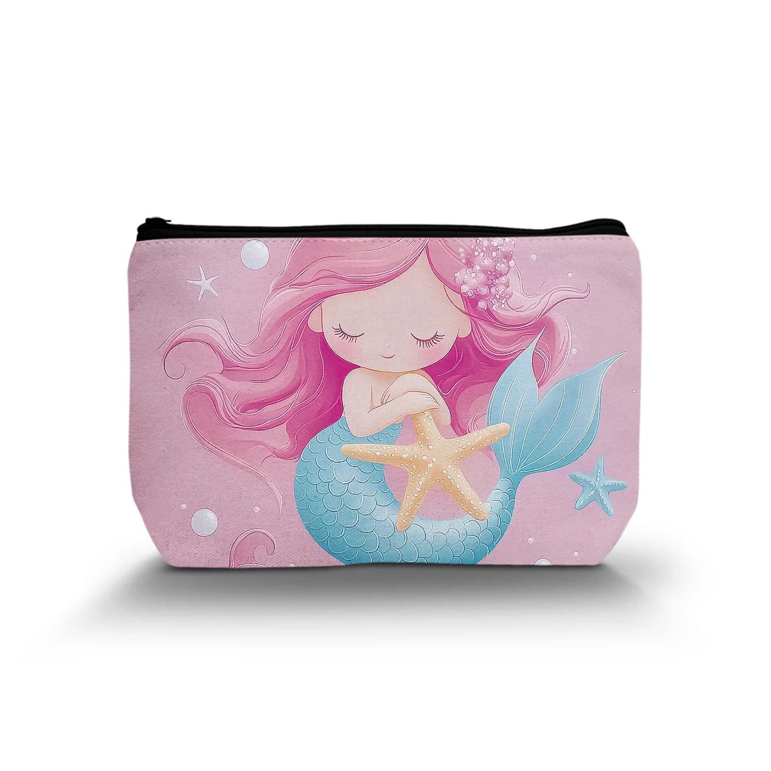 1Pc Cosmestic Bag With Cartoon Mermaid Pattern Makeup Bag Portable Travel Stuff Bag Personalized Gifts For Women