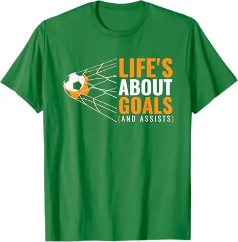 Das Leben besteht aus Toren und Vorlagen. Lustiges Zitat. Fußball-T-Shirt für Jugendliche. Y2k. Cooles Fußball-T-Shirt mit Fußballball-Grafik. Fußballspieler-Spruch-T-Shirt. Neuheit. – Detail 6