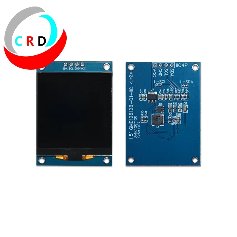 Chanruida tela lcd oled de 1.5 polegadas 128x128 luz branca monocromática módulo de pino sh1107g4 iic stm32 tela lcd módulo led esp32