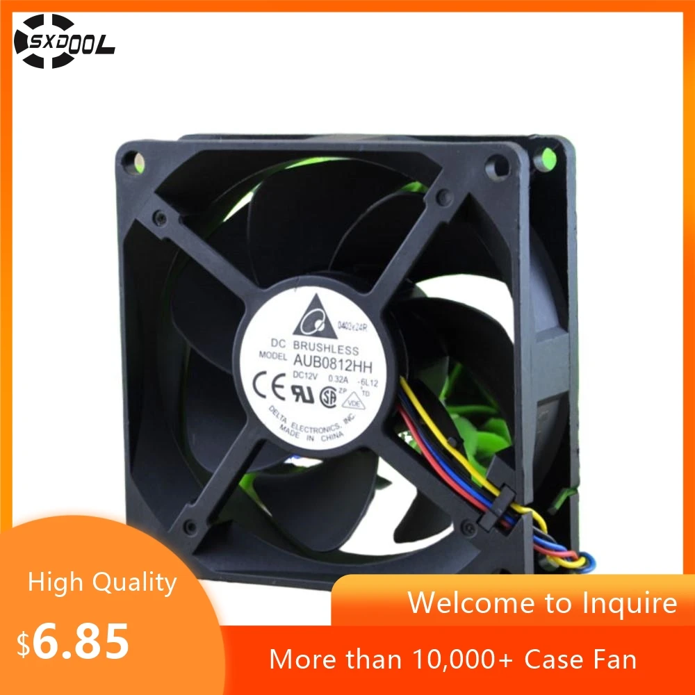 

AUB0812HH 80mm 8025 Case Fan for Delta DC 12V 0.32A 4-Wire 8CM Chassis Radiating Equipment Heating