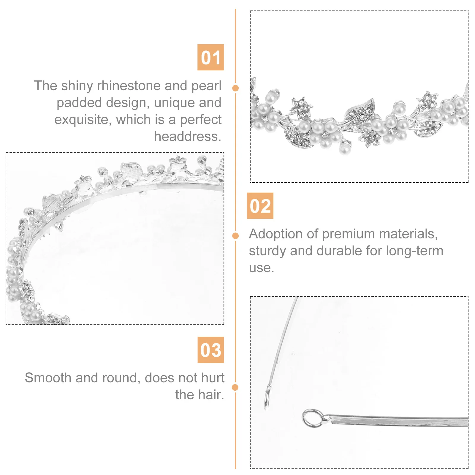 

Silver Alloy Rhinestone Pearl Water Drill Wedding Hairband Bridal Hair Loop Party Engagement Lady Tiara Bridal Hair Loop