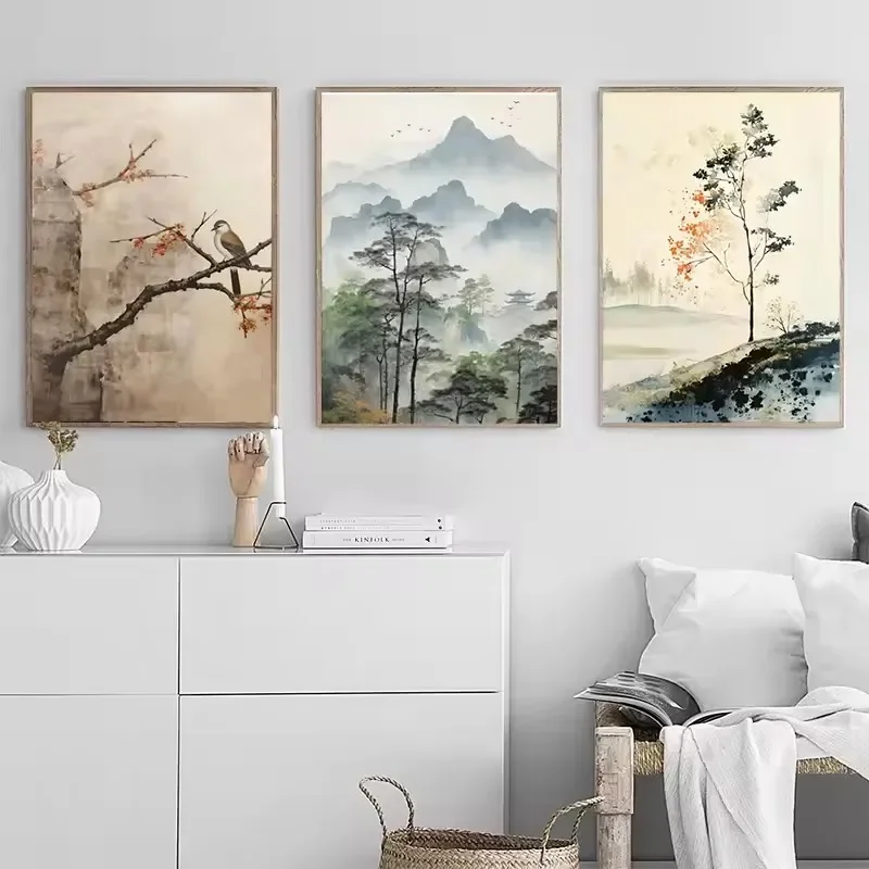 Moderne chinesische minimalistische Zen Zen friedliche Landschaft Kunst Poster Leinwand Druck Wohnzimmer Schlafzimmer Home Dekoration rahmenlos