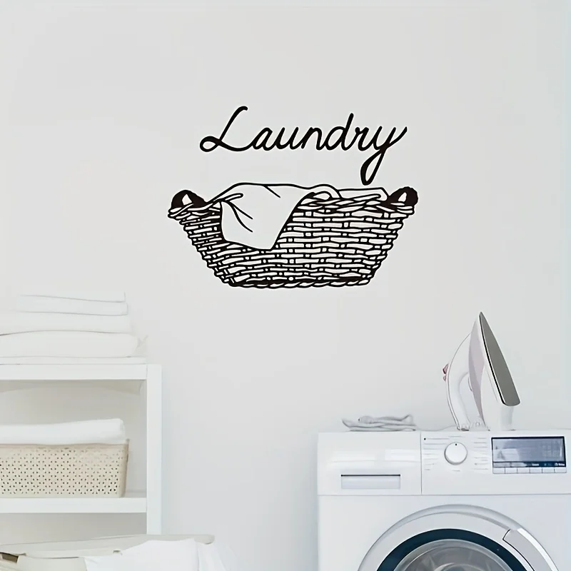 Waterproof Vinyl Wall Stickers Laundry Basket English Slogan Bathroom Laundry Room Decor Removable Home Decor
