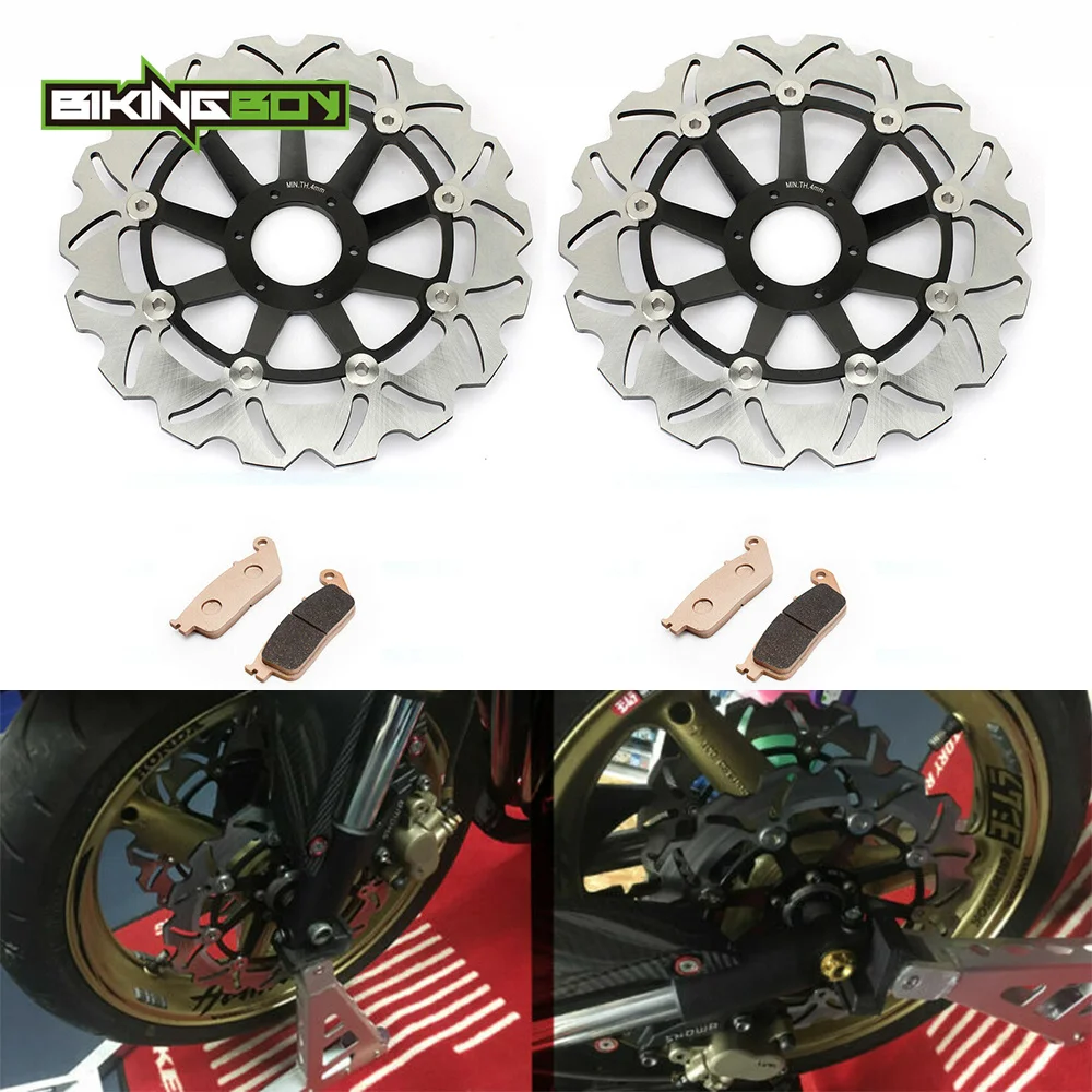 BIKINGBOY For Honda CB 600 F Hornet 2000-2006 2005 CB 600 S F2 00 01 02 03 04 Front Brake Discs Disks Rotors + Pads 296mm Set