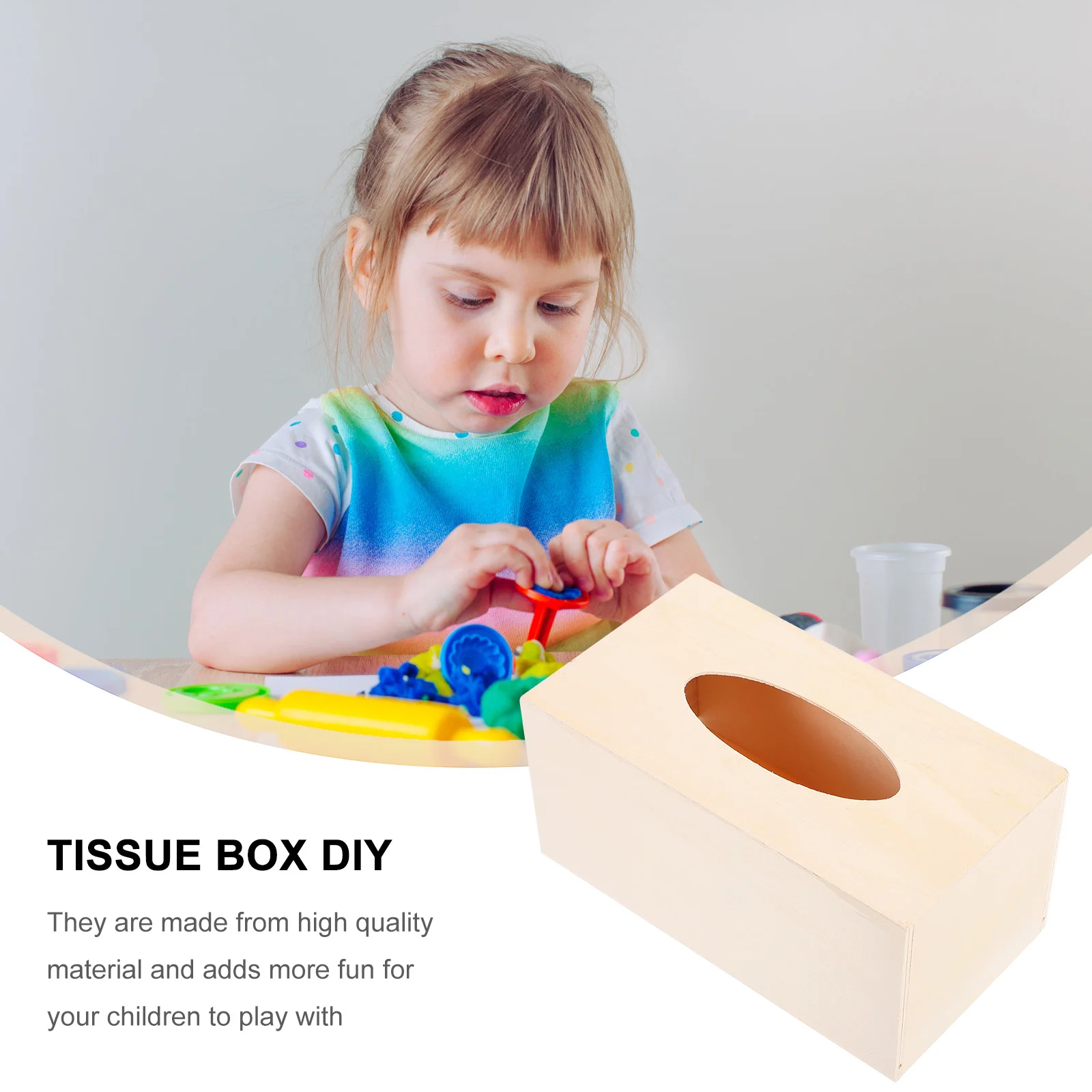 2Pcs Handmade Wooden Tissue Box DIY Napkin Holders Plain Color Lightweight Portable for Kids Home Use Wooden Tissue Box
