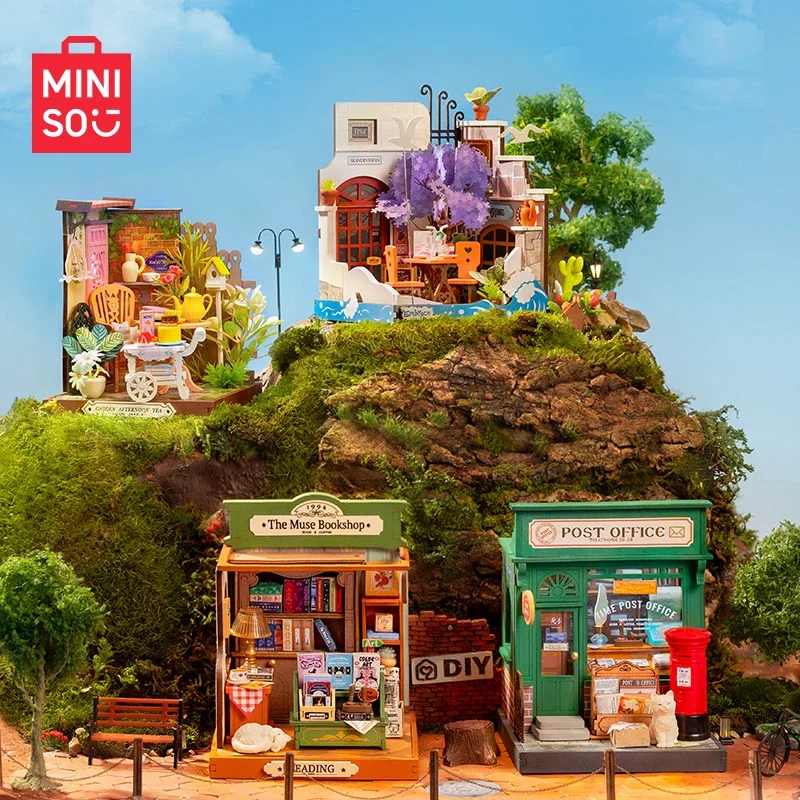 MINISO Vierkante-inch Street View Bouwstenen Educatief Kinderspeelgoed Desktop Ornamenten Decompressie Healing Verjaardagscadeau