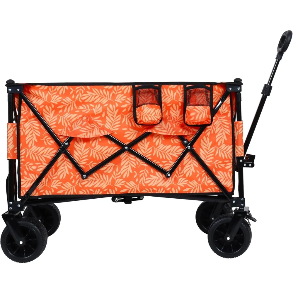 

collapsible foldable extended wagon with 480lbs weight capacity, heavy duty folding utility garden cart with big all-terrain bea