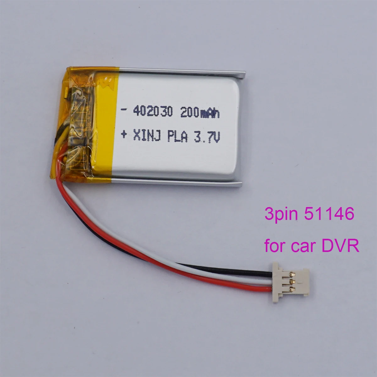 

3.7V 200mAh 0.74Wh Polymer Li Lithium Battery 402030 Li-ion JST 3Pin MOLEX 51146 For Car DVR Gamera Dash Cam GPS Sat Nav mp4