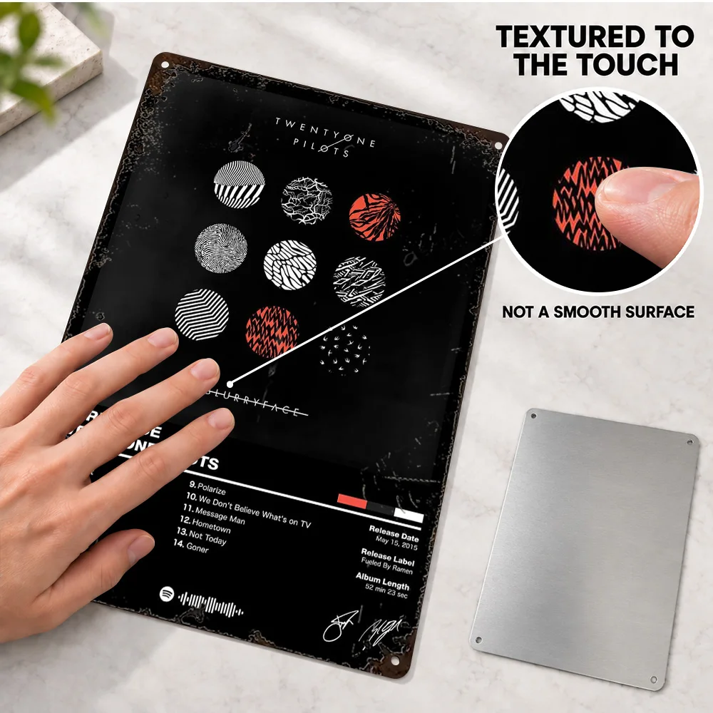 Twenty One Pilots Blurryface Textured Metal Poster Personalized Aluminum Sign Album Cover Design Wall Art For Listening Room