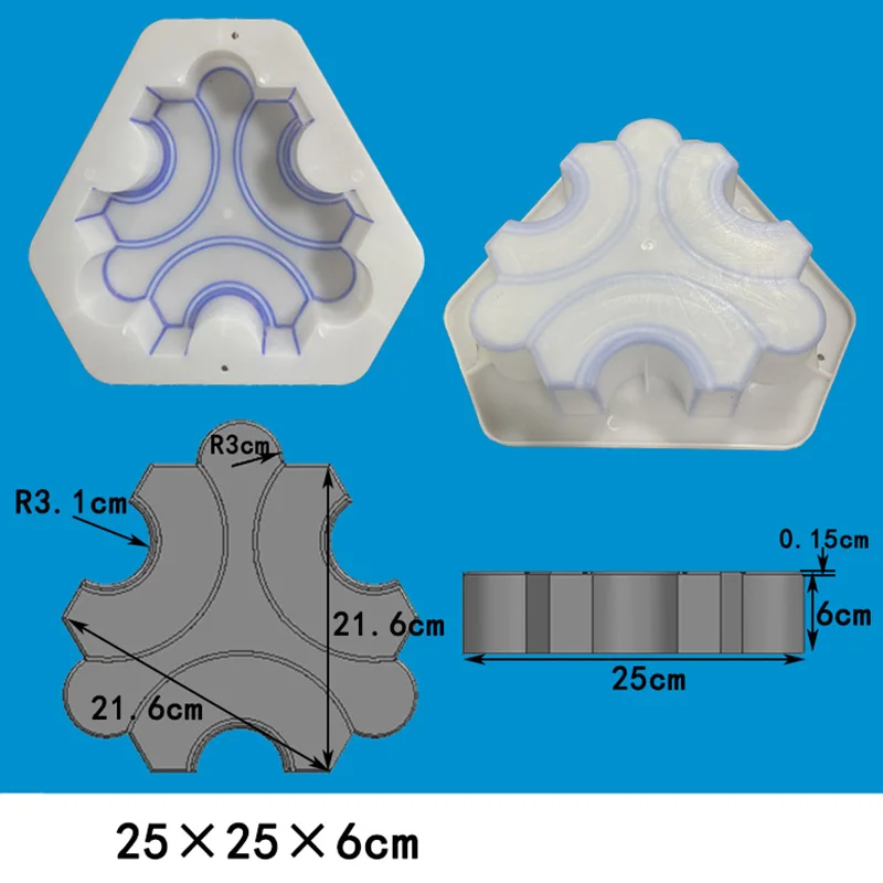 Triangle Colored Brick, Cement Plastic Mold, Permeable Brick, Paving Square Brick, Municipal Plastic Mold, Horticulture25X25X6CM