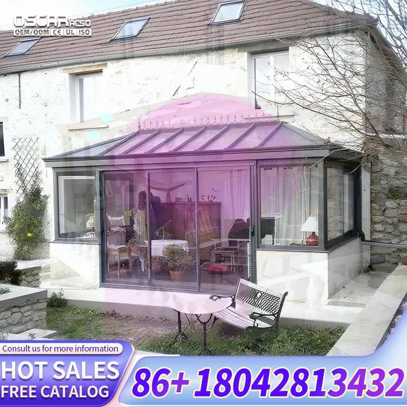 Aluminum Sunroom Roof Material Luxury Triangle Design Glass for Balcony Tiny House in European Regions sunroom