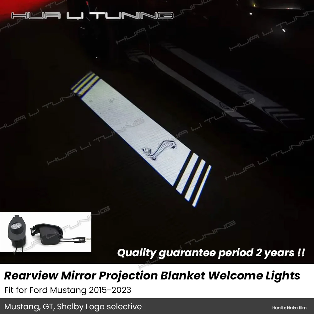 

For Ford Mustang 2015-2023 Rearview Mirror Projection Light LED Blanket Door Illuminated Floor Welcome Lights Auto Accessories