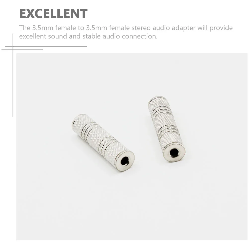 

4 Pcs Audio Adapter Female to Connector Stereo Adaptor Cell Headphones Guitar Silver
