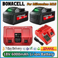 For Milwaukee M18 18V 6000mAh Li-ion Rechargeable Battery M18B5-XC For Milwaukee 18V Tool 6.0Ah Replacement Battery Dual Charger