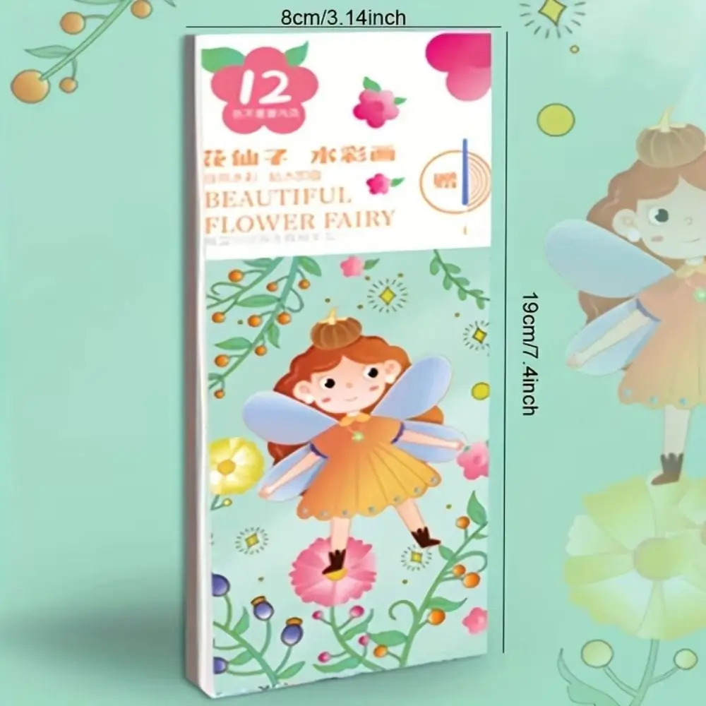 12 Pages Watercolor Coloring Book DIY Handcrafted Graffiti Doodle Book Portable With Painting Brush Coloring Painting Book