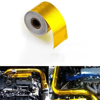 5 cm 5 m/10 m Gold Auto Motorrad Auspuff Wrap Rohr Header Wärmedämmung Rolle Band Turbo Wärme auspuff Thermische Wrap Band