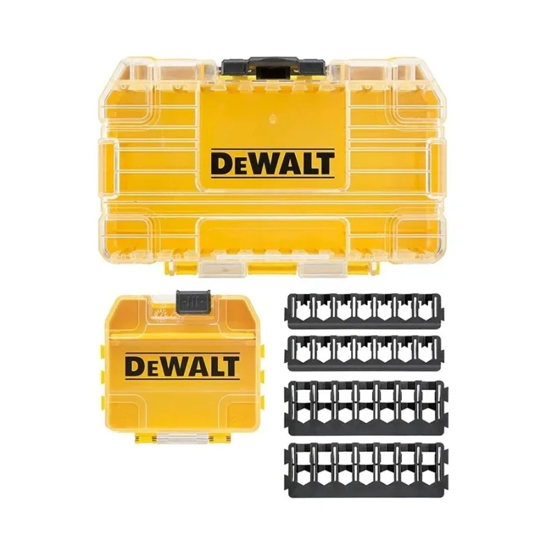 DEWALT รุ่น DT70801 TSTAK, กล่องแข็งแรงทนทาน, ช่องเก็บสกรู, ที่เก็บดอกสว่าน, สว่านไฟฟ้าแบบล็อคได้และวางซ้อนกันได้, กล่องเก็บเครื่องมือ