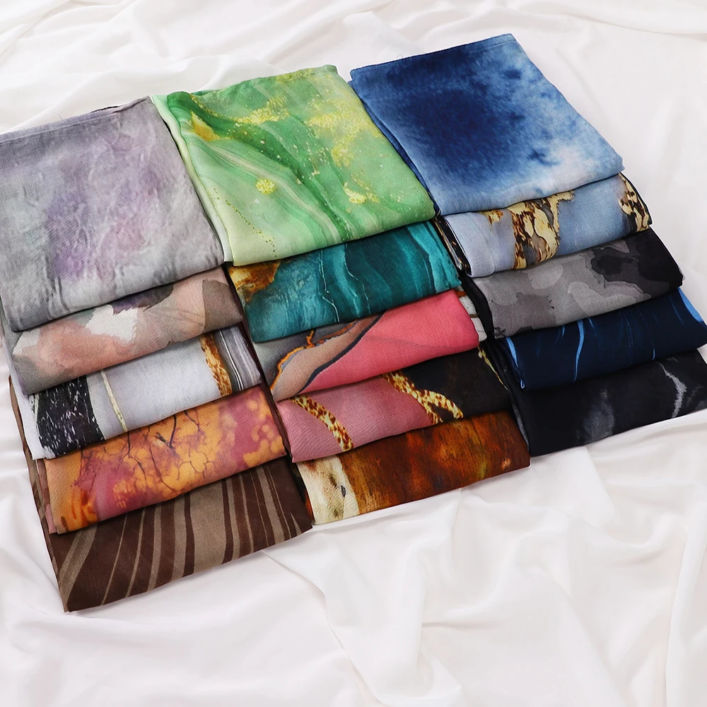 Aquarell-Blumenmuster, modal, atmungsaktiv, leicht, weiche Baumwolle, Rayon, Viskose, gewebt, Modal, muslimische Frauen, Schal, Hijab-Schal – Detail 5