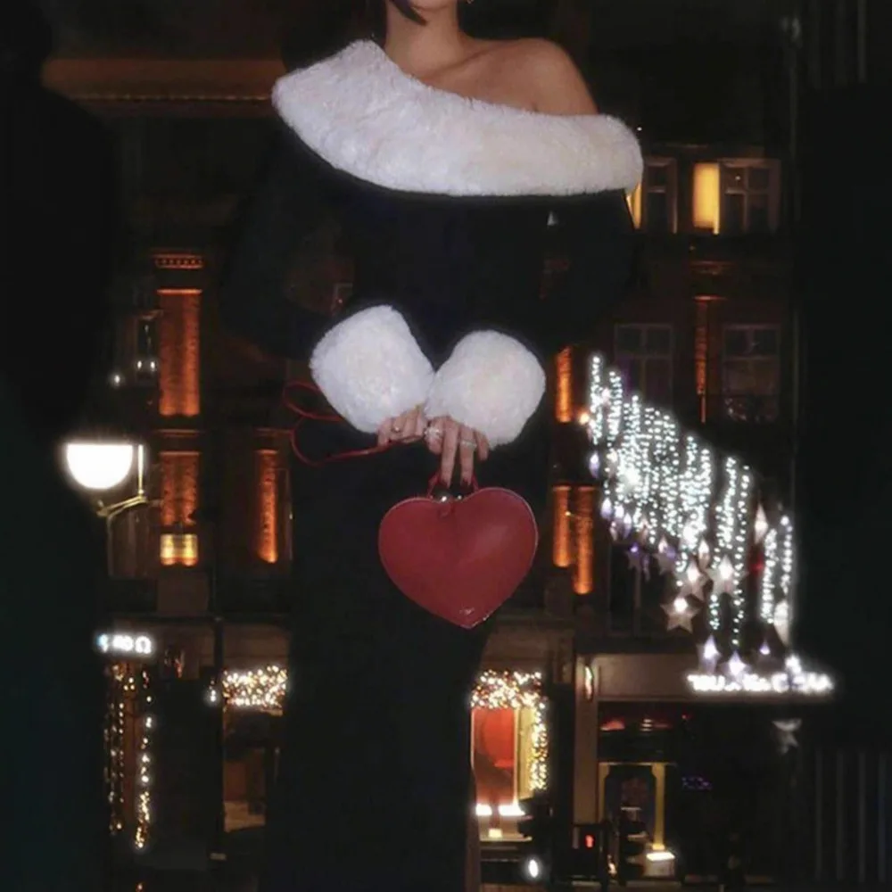 Blifanbo elegante Sexy vestido largo de manga larga para mujer muslo alto dividido hombro oblicuo ceñido al cuerpo sexy Club fiesta vestido largo de noche