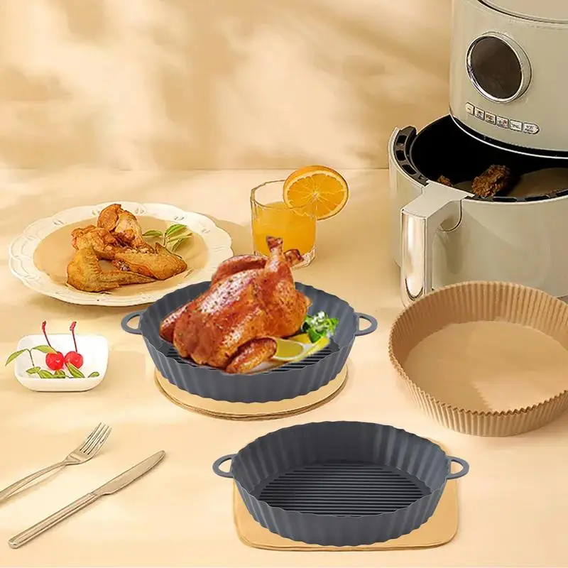 Square Airfryer Liners Heat-resistant Baking Basket Kitchen Grill Tray Reusable Baking Pot Oven Tray Household Baking Accessory