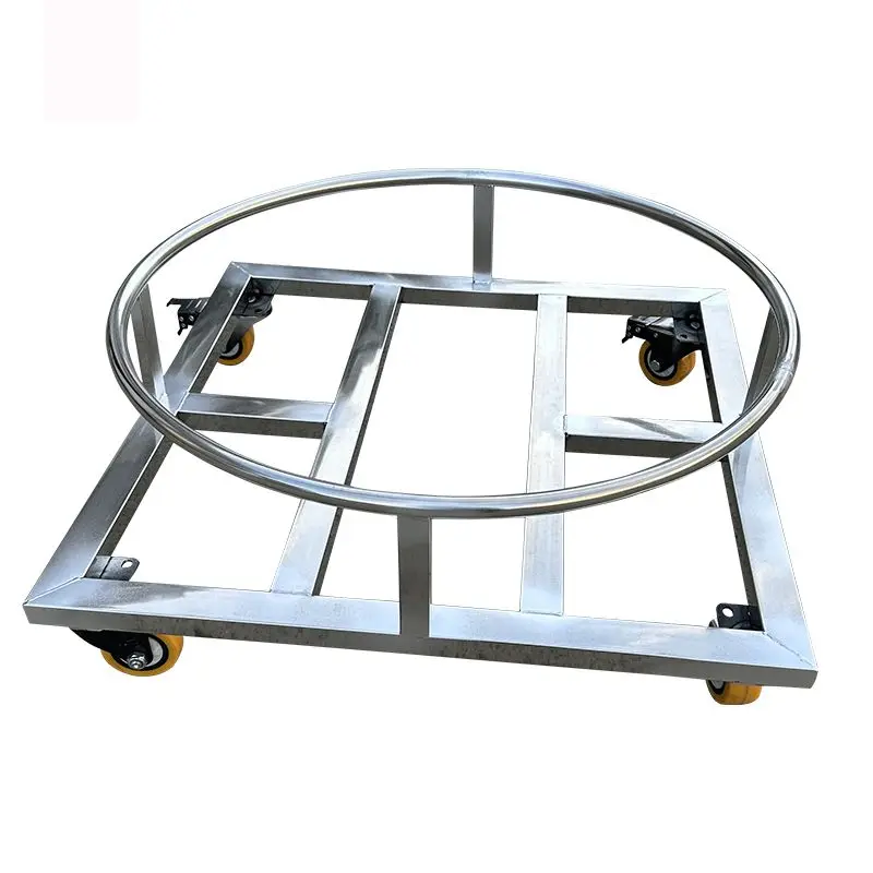 Stainless steel tofu bucket universal wheel base turnover frame mobile pulley round fixed with brake tofu cylinder trailer