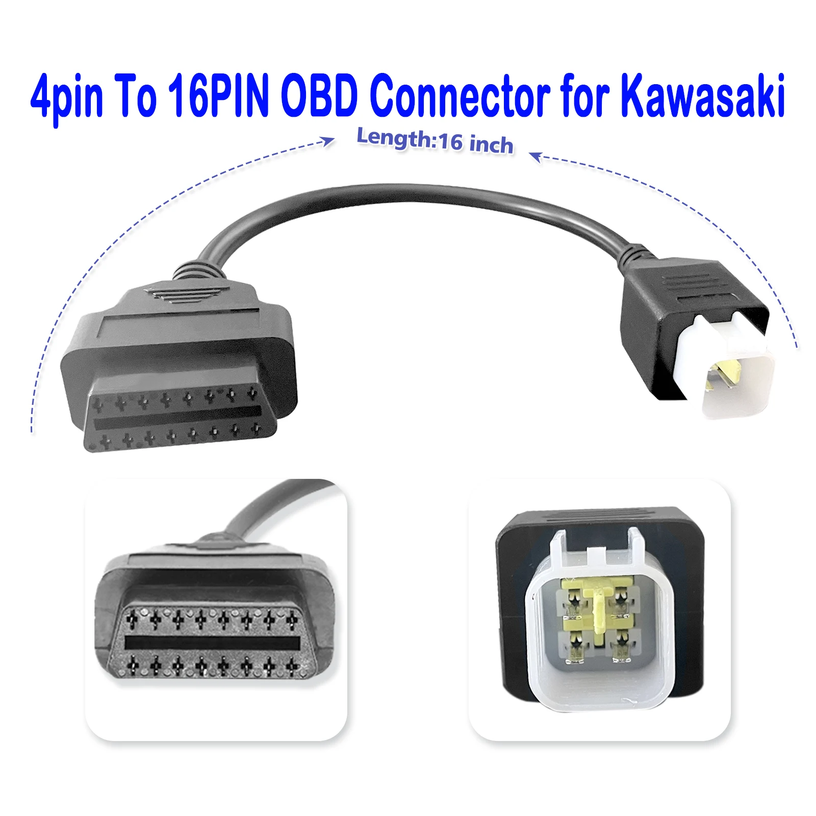 

OBD2 Connector Cable for Kawasaki 4Pin to 16Pin for Ninja Z300 Z400 Z650 Z900 ER6N Motorcycle EFI Diagnostic Scanner Adapter