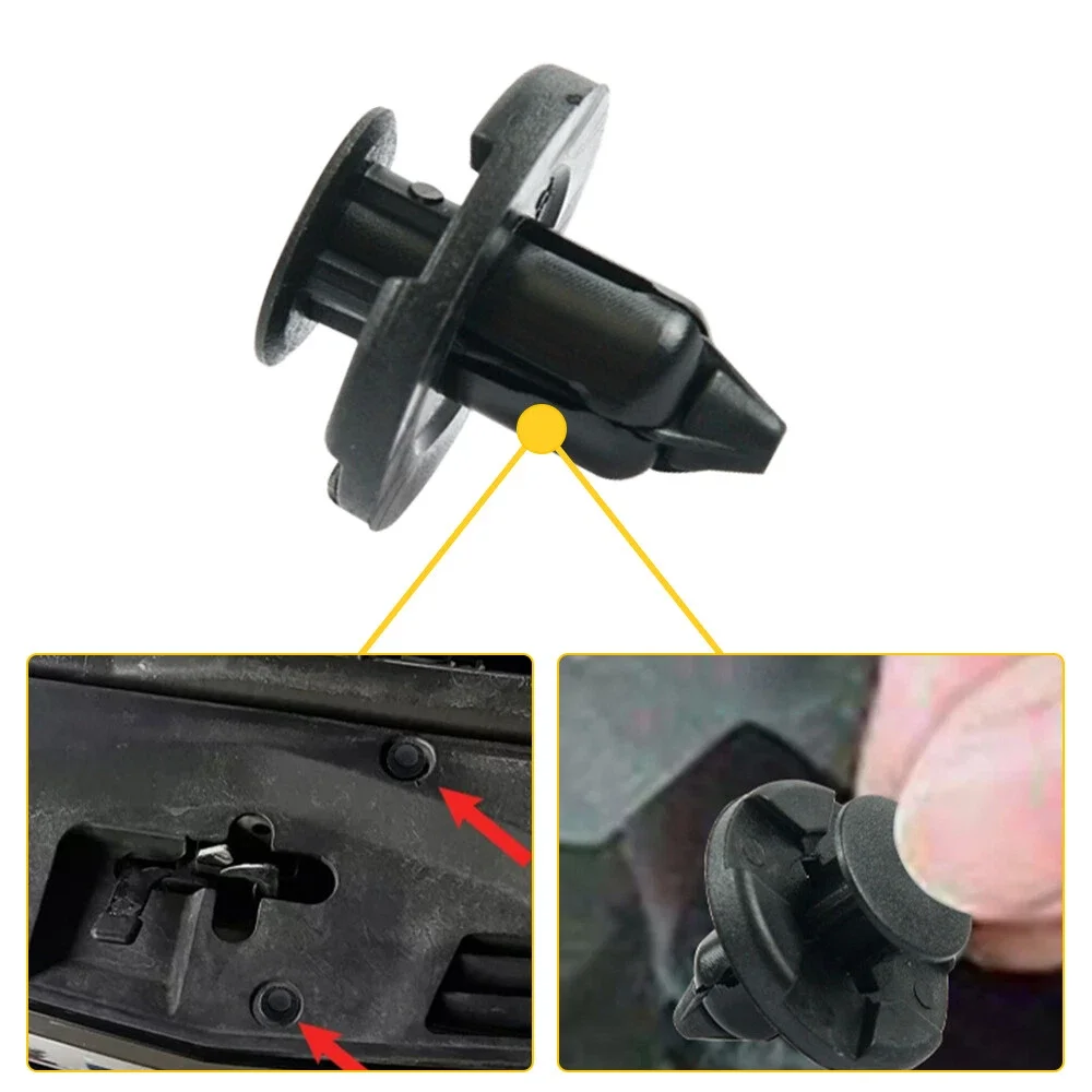 0155309321 100X 8mm Plastic Rivet Trim Clips For Bumpers Splashguards Fit For Nissan Bumper Plastic Fasteners Part Black
