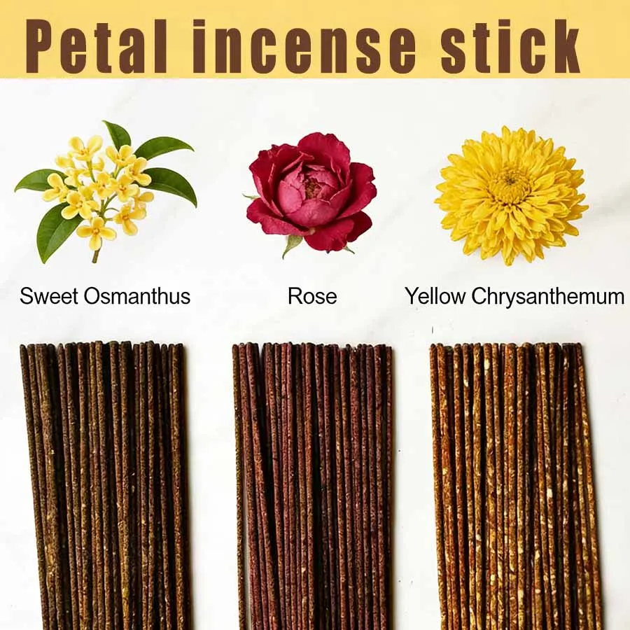 19 Premium Petal Incense Sticks Continuous Fragrance for Home Meditation Relaxation Yoga Ideal Aromatherapy Stick