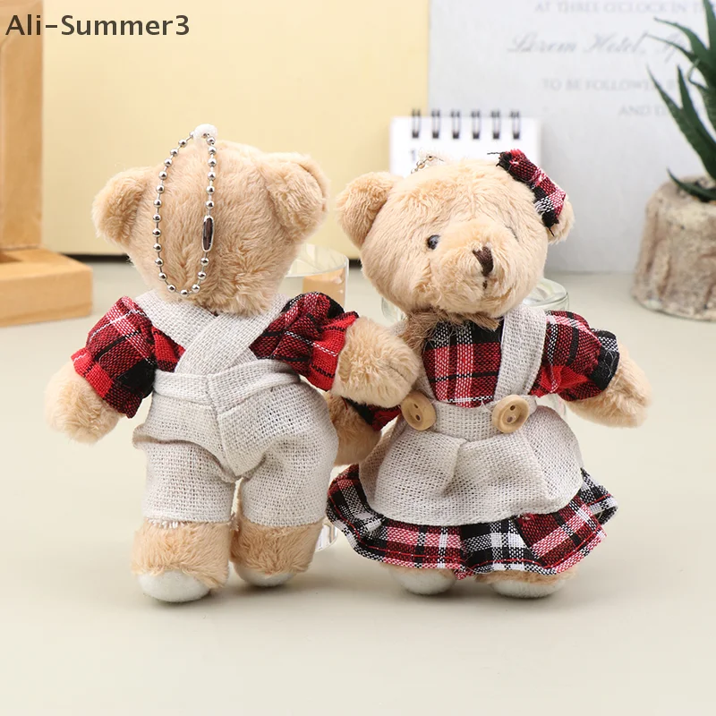 Cartoon Tragen Kleidung Bär Plüsch Spielzeug Schlüsselbund Weiche Angefüllte Puppe Anhänger Rucksack Auto Tasche Schlüssel Ring Decor Kind Geschenk