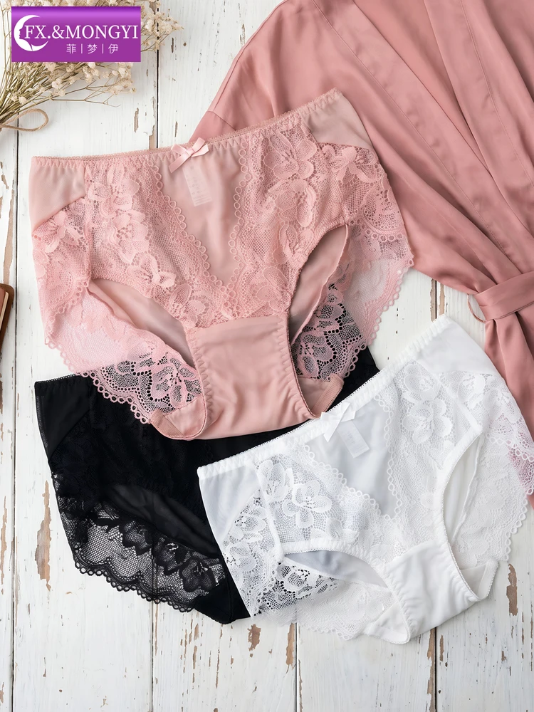 Sexy Lace Cotton Underwear High Waist Abdomen Control Butt Lifting Large Size Pants Women's Summer Bottoms