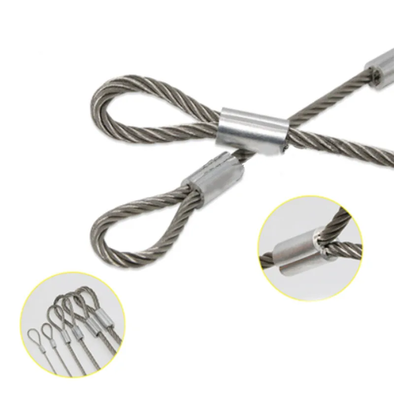 Imagen 6: Cuerda de acero inoxidable 304 con extremos compactados con fundas de aluminio, cuerda para colgar luces de escenario, cuerda de seguridad para lámparas colgantes