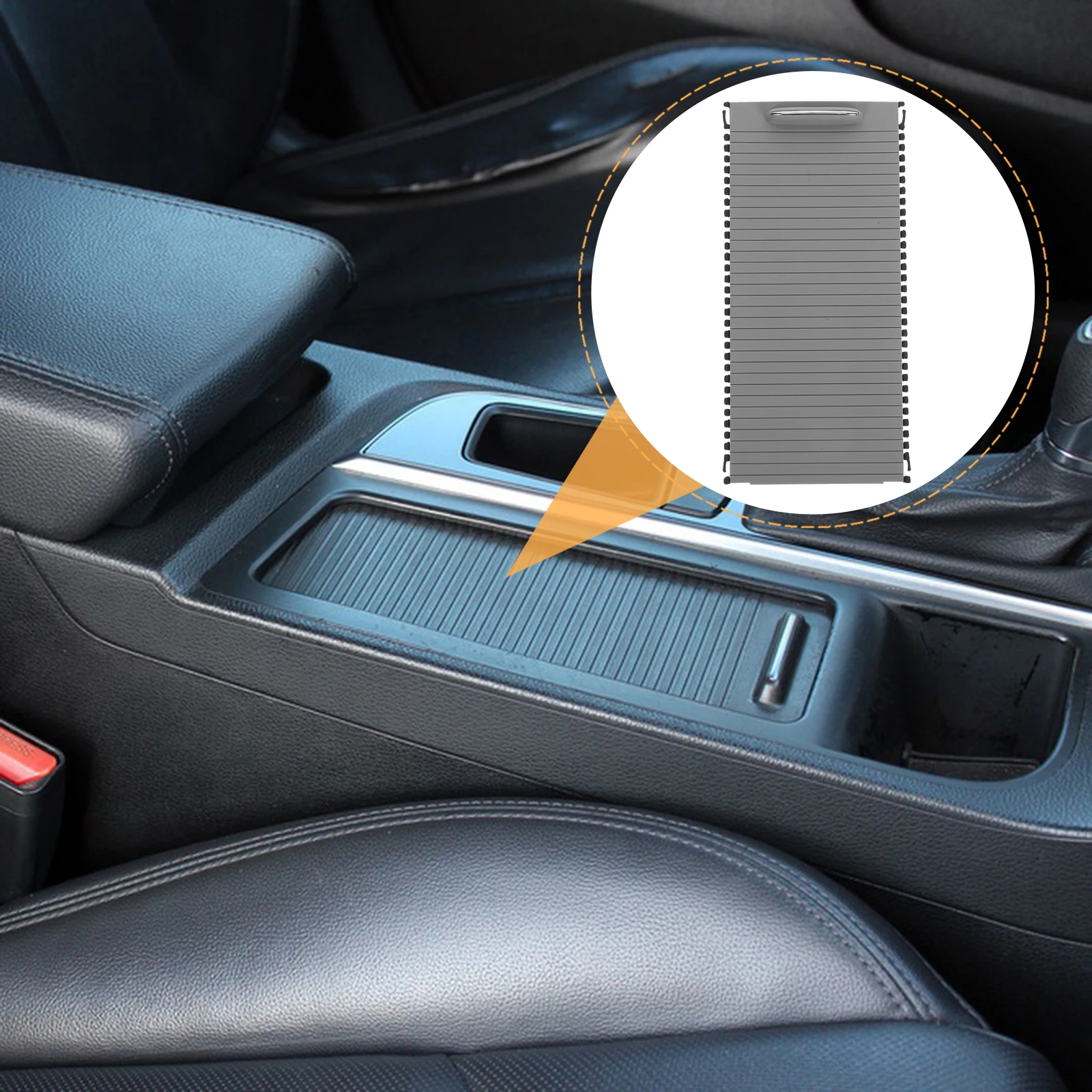 

Car Console Cup Storage Box Center Roller Sliding Cover Gray E Level Car Accessories Cup Holder Shutter Drink Holder