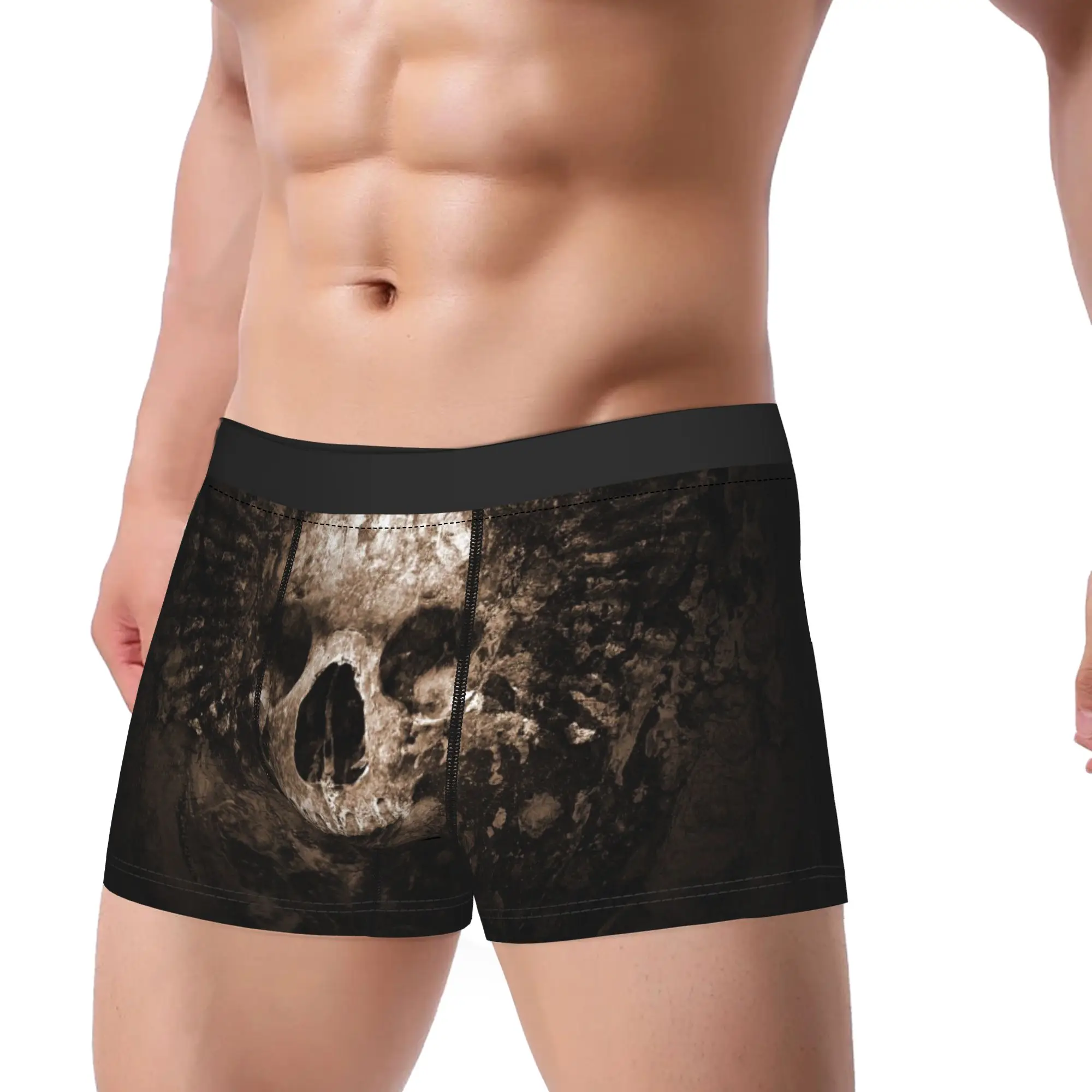 

Gothic Goth Men Underwear Skull Skeleton Boxer Briefs Shorts Panties Sexy Soft Underpants for Homme Plus Size