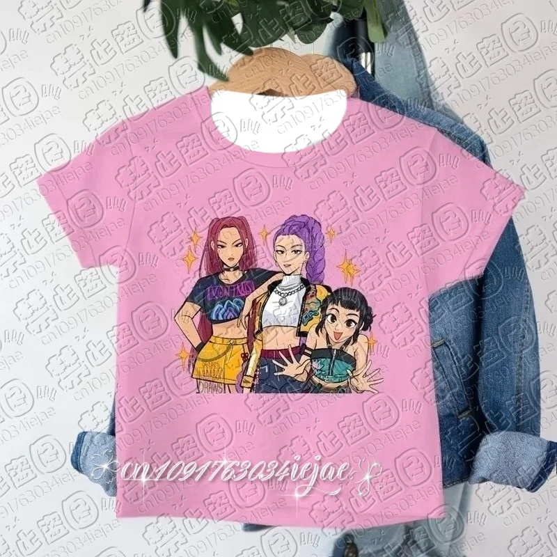 

Kids T-shirt Demon Hunters Print Fashion Casual Tops 2026 Movie Crew Neck Cartoon Girls Boys Tee Casual Baby Girl Clothes